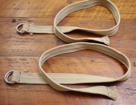NEW Pair of Military Style Khaki Cotton Webbing Canvas Metal Loops Belts... - £19.60 GBP