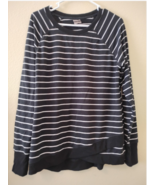 Danskin White Stripe Top Large Striped Basic Pullover - $9.99