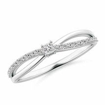 Prong Set Princess-Cut Diamond Split Shank Promise Ring in Silver Ring Size 6 - £204.06 GBP