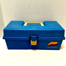 Vintage Plano Fishing Tackle Box with Hinged Tray Latch Blue 13 x 6 x 5 ... - $18.54