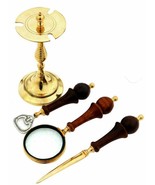 Vintage Magnifying Glass Wood &amp; Brass Letter Opener Handmade Magnifier F... - £58.83 GBP
