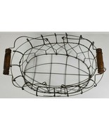 Wire Basket Oval Handmade Wooden Bale Handle 15&quot; - £23.48 GBP