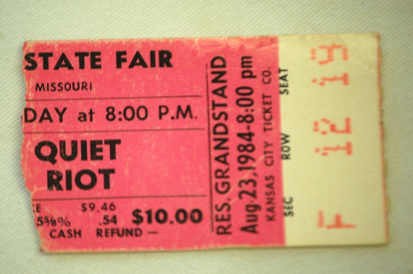 Quiet Riot Concert Ticket Stub Aug. 23, 1984 Little Rock, Ark. - $29.69