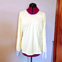 Nike Dri-Fit Running Top Yellow Gray Women Reflective Size Large Thumbholes - $24.76