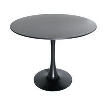 LeisureMod Bristol Mid-Century Modern Round Table with Wood Top and Iron... - $293.99