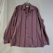 Vintage Riccardo Mens Shirt Size Large Purple Stripe Button Up Long Sleeve - $17.72