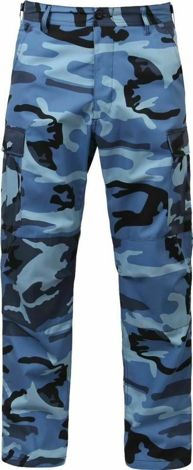BLUE ICE SKY URBAN CAMO CAMOUFLAGE COMBAT CARGO PANTS SIZE SMALL WAIST 2... - $25.24