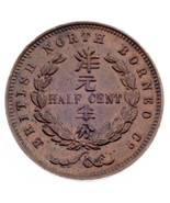 1891 Britisch North Borneo 1/2 Cent IN Handgehoben Zustand Km #1 - $377.09 CAD