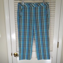 Liz Golf Liz Claiborne Cropped Pants Size 12 Audra Women’s Blue Plaid Side Zip - £14.31 GBP