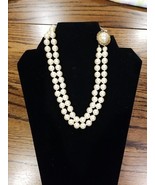 Vintage Carolee Faux Pearl Double Strand Cabochon Box Clasp 16&quot; Necklace... - $831.00 MXN