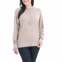 Hilary Radley Womens Long Sleeves Cozy Sweater Hoodie Size Medium Color Oatmeal - £27.19 GBP