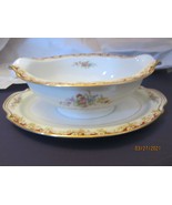Noritake China - Gold Trim Floral -- Gravy/Sauce Boat with Underplate - £19.11 GBP