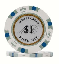 50 Da Vinci Premium 14 gr Clay Monte Carlo Poker Chips, White $1 Denomin... - $24.99