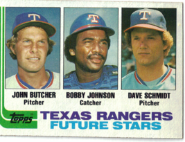 1982 Topps John Butcher, Bobby Johnson, David Schmidt Rangers #418 Baseball Card - $1.97