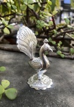 925 Silver Hindu Religious Indras Peacock Mayura Idol Statue, 12.3 gm, 5.5 cm - £36.98 GBP