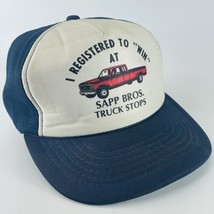 Sapp Brothers Truck Stop Mesh Snapback Trucker Hat Cap I Registered To Win VTG - £11.68 GBP