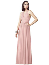 Dessy 2908......Full Length, V neck, Chiffon Dress.....Rose.....Size 2..... - £49.97 GBP