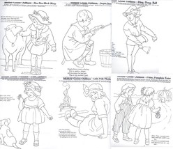 c1915 Mother Goose Rhymes -redwork outlines embroidery pattern BBC20s   - £7.97 GBP