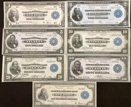 Reproduction Federal Reserve Bank Note Set $1 $2 $5 $10 $20 $50 $100 191... - £13.66 GBP