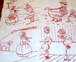 Vintage 1920s REDWORK VOGUE Nursery quilt blocks transfer pattern   - £7.84 GBP