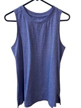 Athletic Works Tank Top Long Womens Size M Blue Striped Tunic Sleeveless top - £10.77 GBP