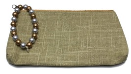 Avon Summer Favorites Bag Beaded Wristlet Pull Shimmering Linen Cotton Clutch - £11.84 GBP