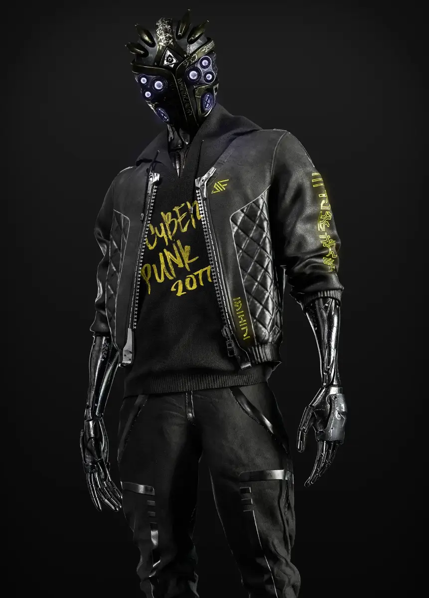 Cyberpunk 2077 Cyborg Gaming Cosplay Bomber Leather Jacket