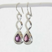 Red Purple Rhodolite Garnet Pear Celtic Knot 925 Dangle Hook Earrings Design 79 - £89.83 GBP