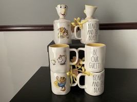 RAE DUNN DISNEY PRINCESS MUGS BE OUT GUEST, BEAUTY &amp; THE BEAST DOUBLE SI... - $34.60+