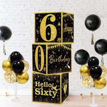 3Pcs 60Th Birthday Decorations Boxes For Men Women, Black Gold Happy 60 Birthday - $25.99