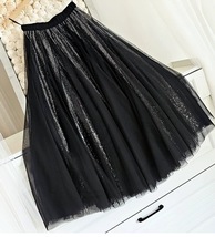 Black Tulle Skirt with Sequins Outfit Women Plus Size Sparkly Black Party Skirts image 2