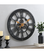 Roman Gear Wall Clock, Oil Rubbed Bronze, 24&quot; Industrial Style Roman Num... - $1,349.71 MXN