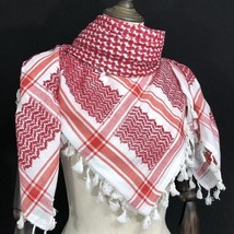 Palestine Kufiya Shemagh Keffiyeh Red &amp; White Arab Scarf Kufiya Arafat - £18.18 GBP+