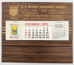 VTG 1972 1973 SE Snyder Insurance Agency Rochester, PA Desk Calendar Stand Up  - £9.58 GBP