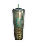 Starbucks Rainforest Green Grid Iridescent Venti Cold Cup Tumbler - 24 f... - £32.95 GBP