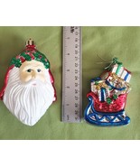  Santa Claus and a Sled 2 Plastic Hanging Christmas Tree Ornaments  Unbr... - $6.92