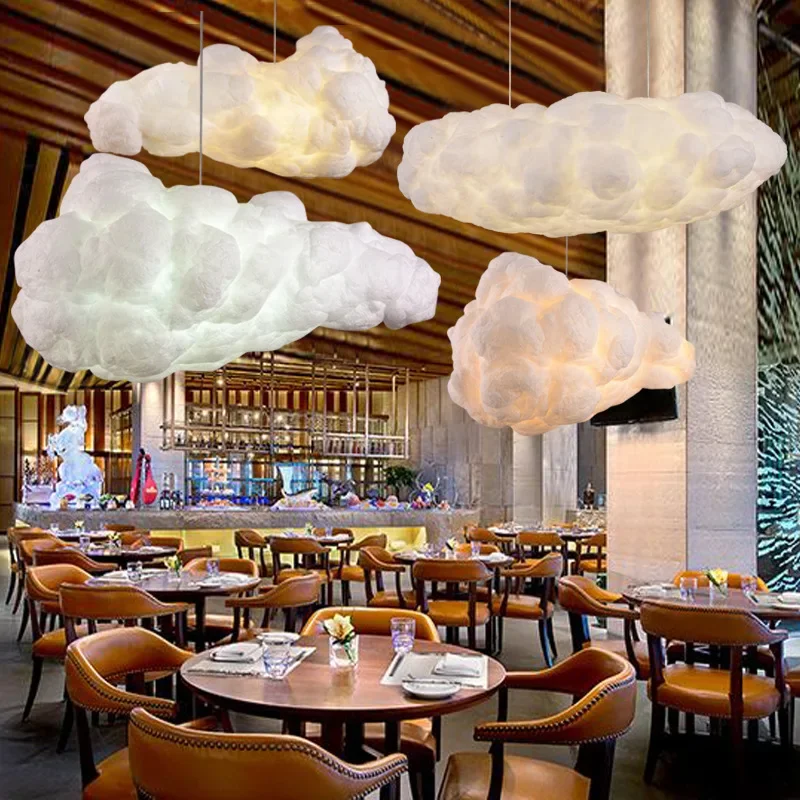 Cloud Chandelier Restaurant Lamps Modern White Floating Cloud Pendant Light - $22.84+