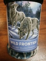 Wild Frontier Plush Throw Wilderness Wolf Pack Blue - £11.60 GBP