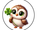 30 ST PATRICKS DAY OWL ENVELOPE SEALS STICKERS LABELS TAGS 1.5&quot; ROUND CL... - $7.49