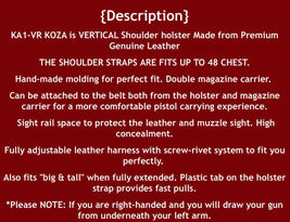Fits Beretta 92FS Vertec 9mm 4.7”BBL W/Out Rail Leather Shoulder Holster #1002# image 9