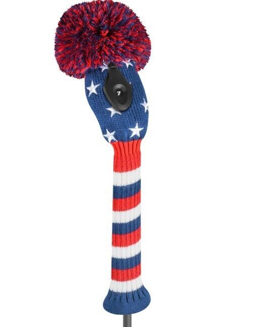 Primary image for JUST 4 GOLF EMBROIDERED STARS USA POMPOM RESCUE OR HYBRID WOOD HEADCOVER