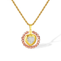 Personalized Diamond-Embedded Love Pendant Design Stainless Steel Necklace Jewel - £11.98 GBP