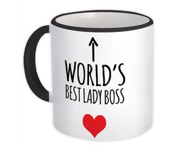 Worlds Best LADY BOSS : Gift Mug Heart Love Family Work Christmas Birthday - £12.56 GBP