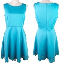 Cynthia Rowley Dress 10 Turquoise Pockets Sleeveless Stretch Cutouts A-Line - £26.97 GBP