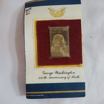 1982 George Washington 250TH Anniversary 22kt Gold Golden Cover Replica Stamp - £7.58 GBP