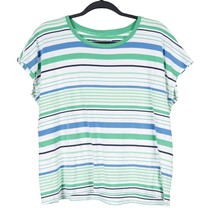 Westbound Petites TShirt PXL Womens Striped Short Sleeve Green Blue Whit... - £12.31 GBP