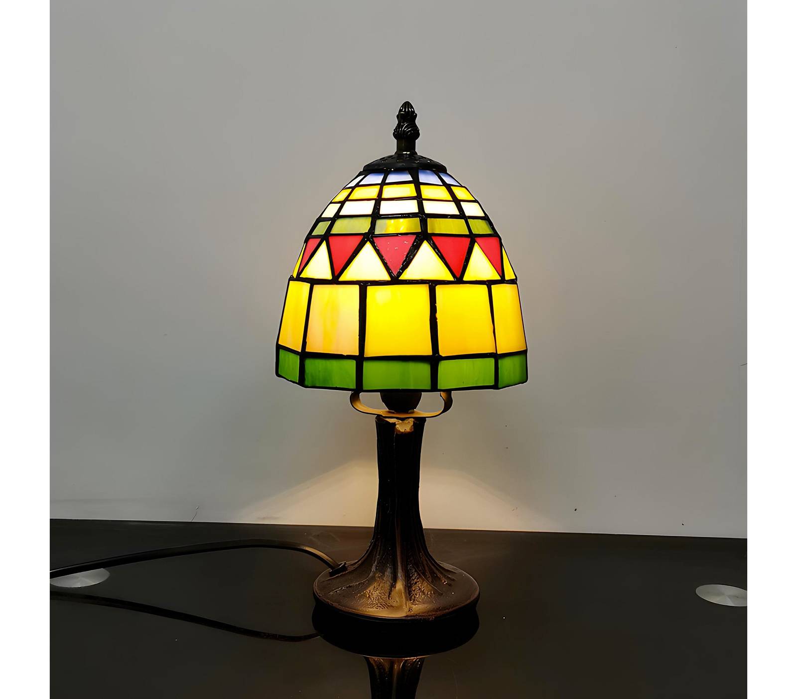 Vintage Gothic Tiffany Style Lamp Colored Glass Lamp, Add Elegance to Yo... - $100.00