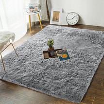 Andecor Soft Fluffy Bedroom Rug, Grey, 4 X 6 Indoor Shaggy Plush Area Rugs For - £29.93 GBP