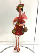 Department 56 pink flamingo ornament glass 56-34751  6 1/2” red dress - $511.58 MXN