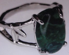 Genuine Chrysocolla Cocktail Gemstone in 925 Sterling Silver Ring Sz 7.5 us - £26.29 GBP